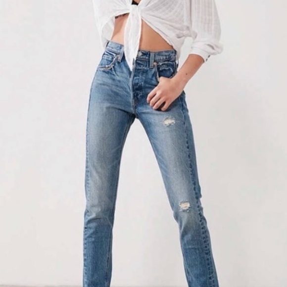 Levi's altered 501 skinny distressed jeans size 24 - Picture 1 of 11